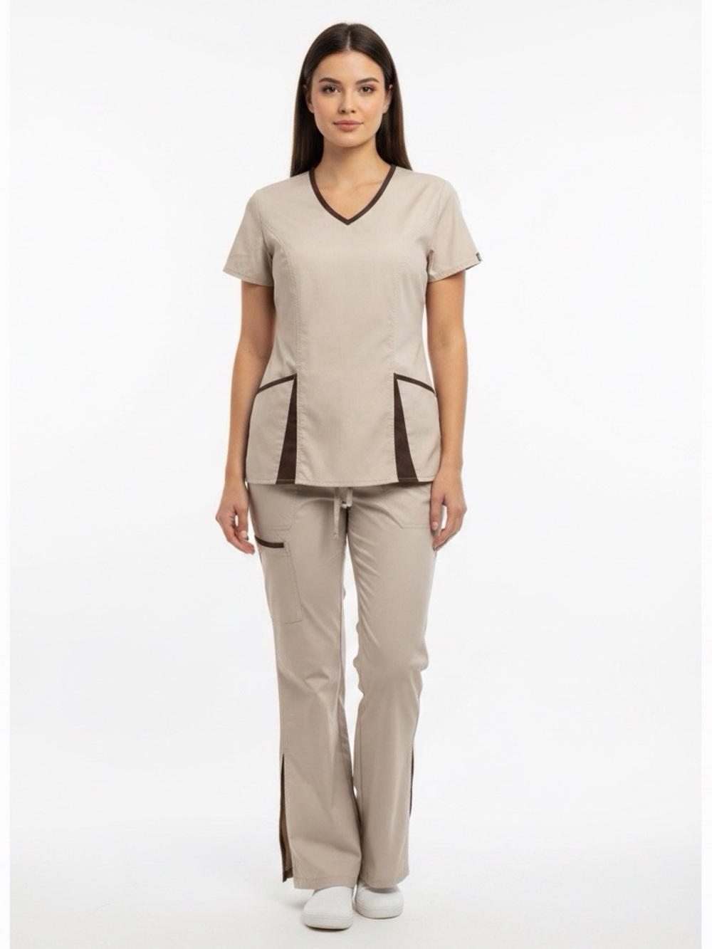 Medical Scrub Set Tan and Brown Size XS